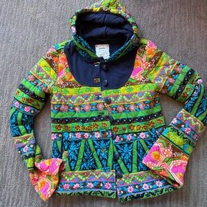 J4- Allihop Quilted Hooded Button Down Jacket Size Med Anthropologie